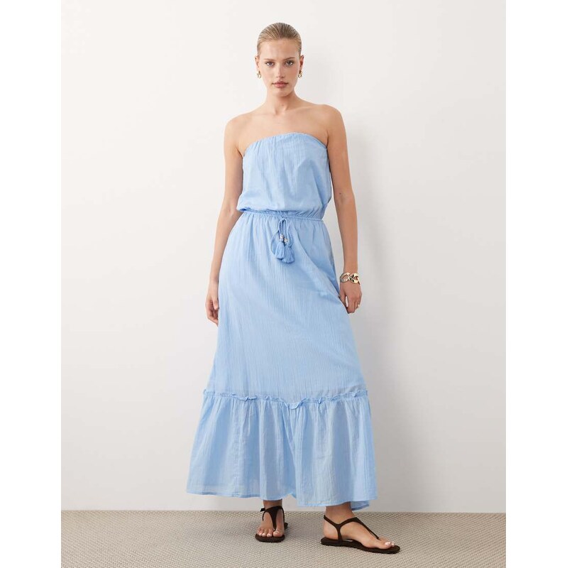 Abercrombie & Fitch embellished cutwork strapless maxi dress in