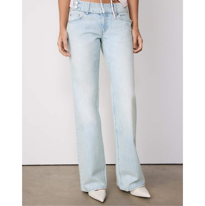 Stradivarius Low-rise straight-leg jeans with hammer waistband