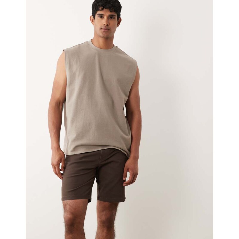 ASOS DESIGN slim fit chino shorts in brown