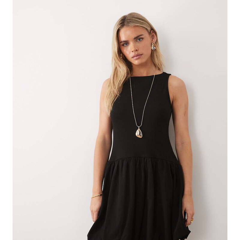 ASOS Petite ASOS DESIGN Petite ribbed sleeveless bubble hem mini dress 114870549
