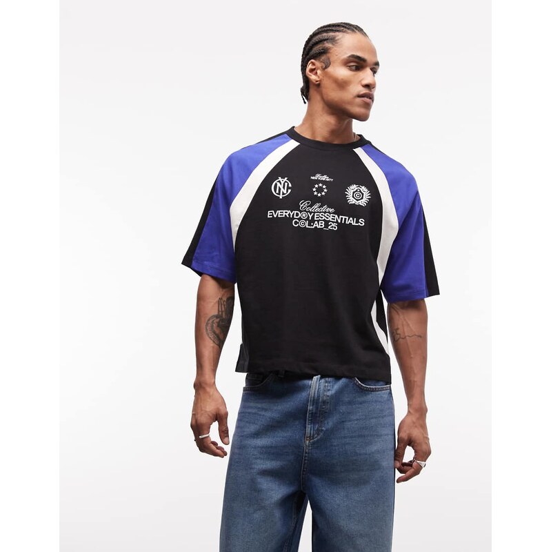 ASOS DESIGN boxy oversized t-shirt with cut and sew panelling