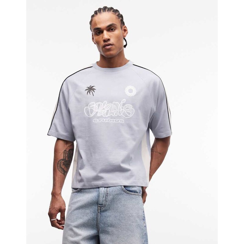 ASOS DESIGN boxy oversized t-shirt with football graphic in