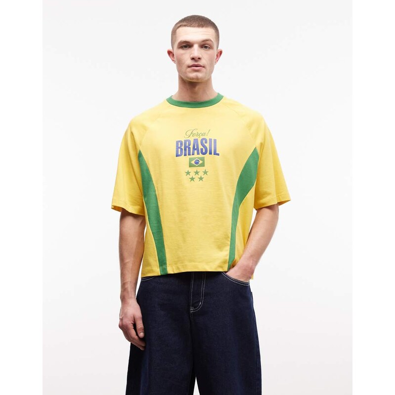 ASOS DESIGN boxy oversized t-shirt with Brazil football graphic