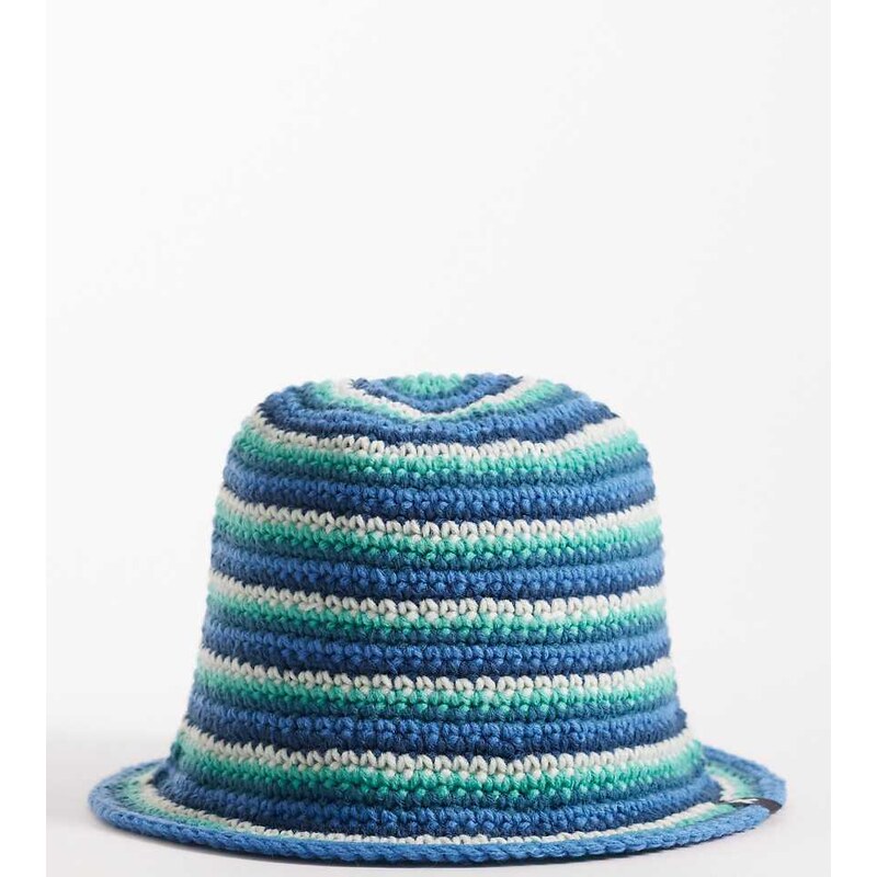 COLLUSION crochet knitted stripe bucket hat in blue 115059208