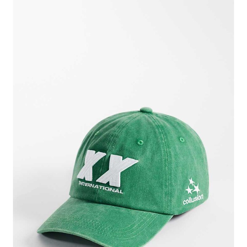 COLLUSION washed embroidered cap in green 115521827