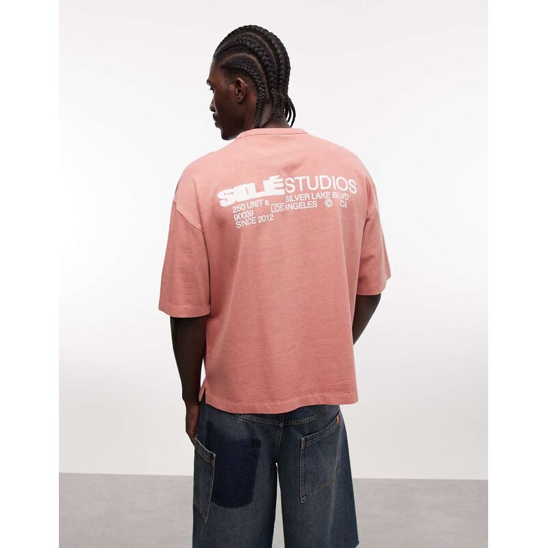 ASOS DESIGN boxy oversized t-shirt with text graphic in washed