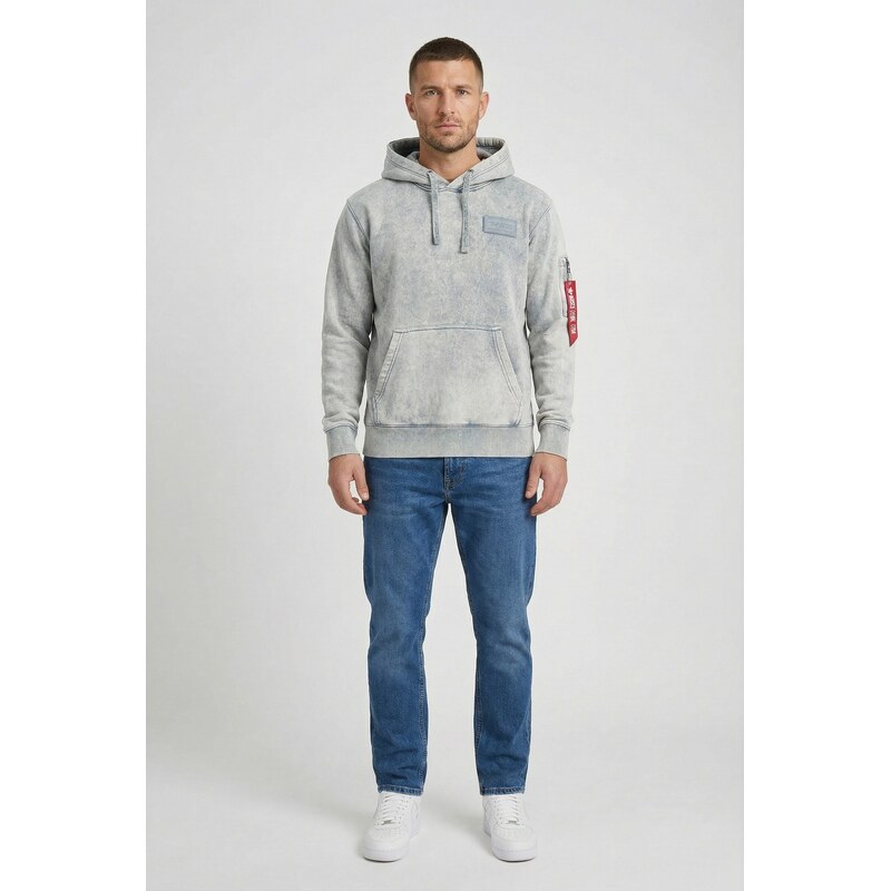 Alpha Industries Mikina Backprint Hoodie Vintage denim blue