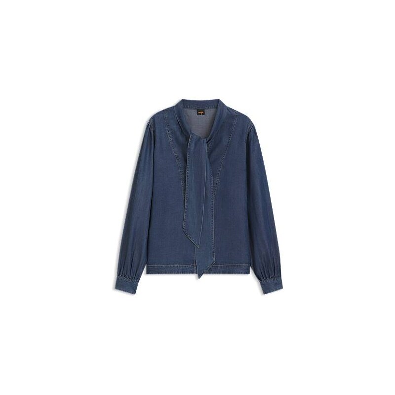BOSS Denim-look blouse with scarf detail 114854536
