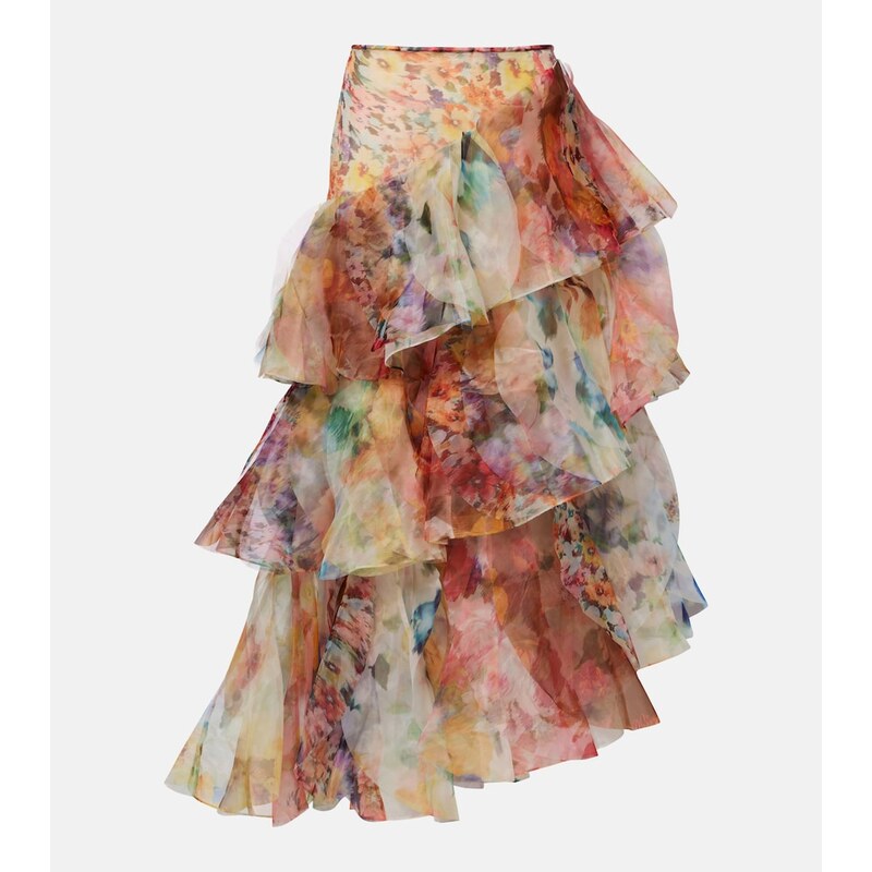 Zimmermann Luna floral ruffled maxi skirt