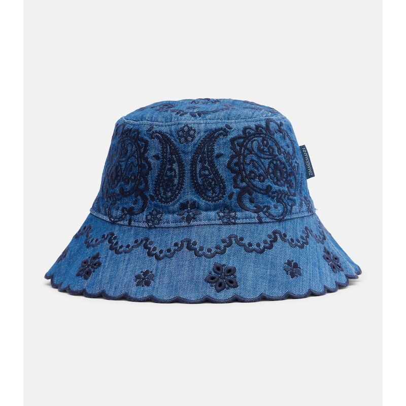 Zimmermann Embroidered denim bucket hat