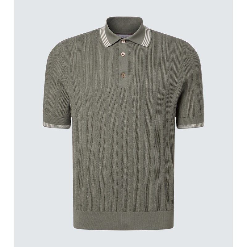 Brunello Cucinelli Ribbed-knit cotton polo shirt