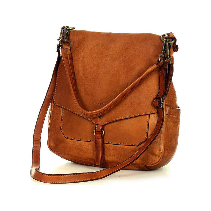 MARCO MAZZINI Karamelová crossbody z přírodní kůže Hnědá 85878794