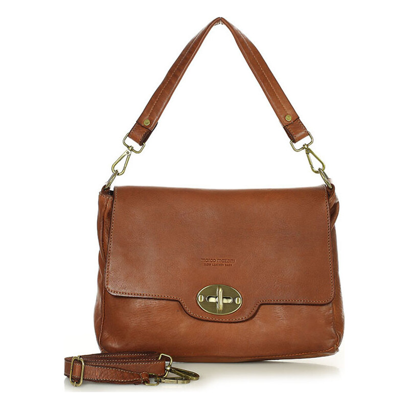 MARCO MAZZINI hnědá crossbody kožená kabelka 85873907