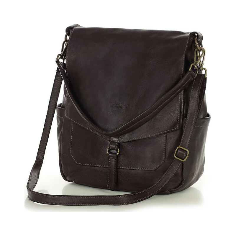 MARCO MAZZINI Tmavě hnědá crossbody z přírodní kůže
