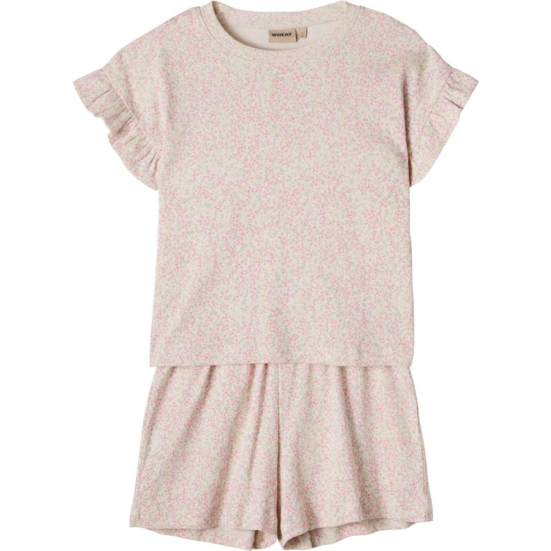 Wheat Ally and Sandy cotton jersey T-shirt and shorts set
