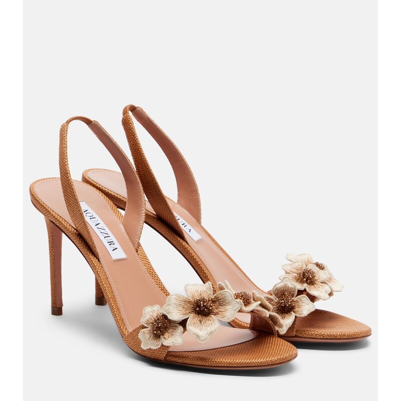Aquazzura Passionflower beaded raffia slingback sandals