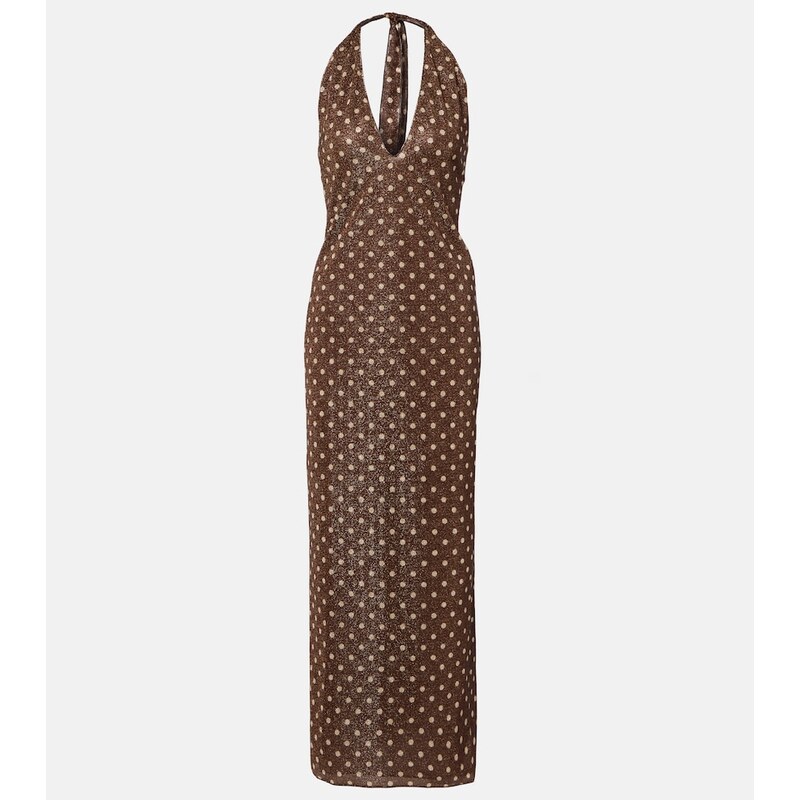 Oséree Lumière polka-dot halterneck maxi dress