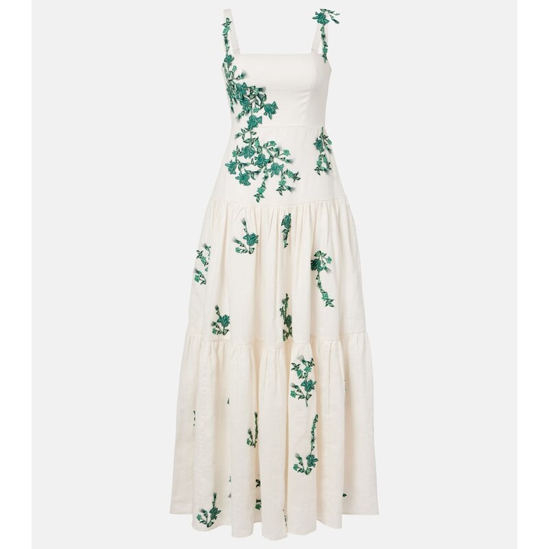 Agua by Agua Bendita Lima embroidered linen maxi dress