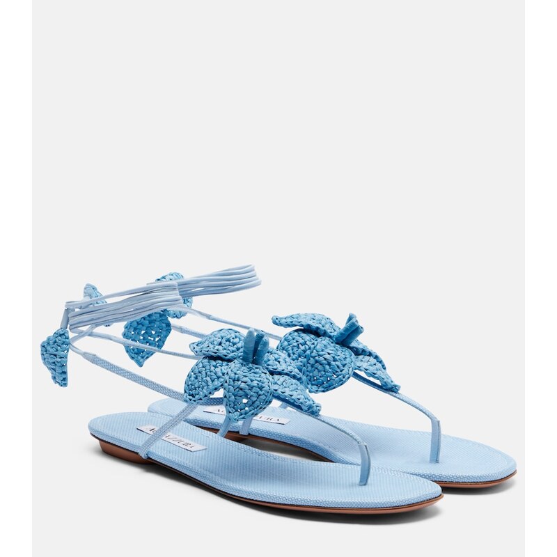 Aquazzura Calypso raffia thong sandals