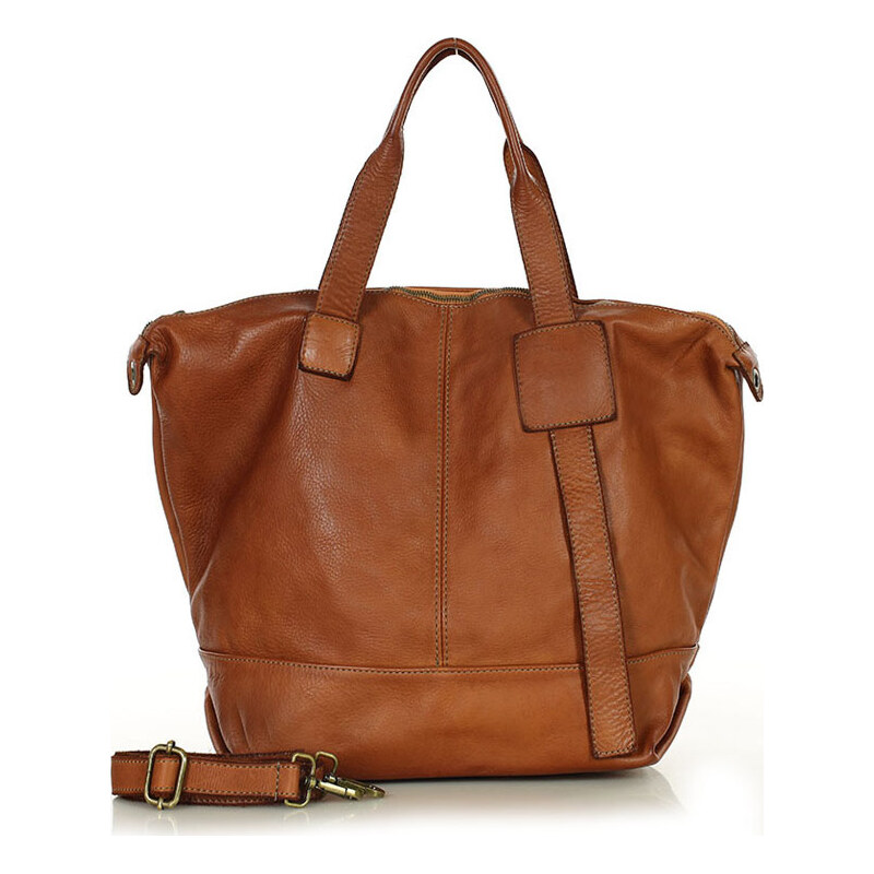MARCO MAZZINI Camel dámská prostorná kožená shopper kabelka