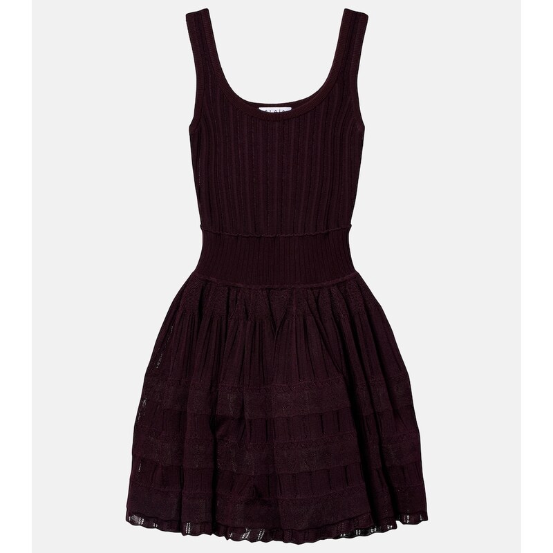Alaia AlaÃ¯a Ribbed-knit scalloped minidress