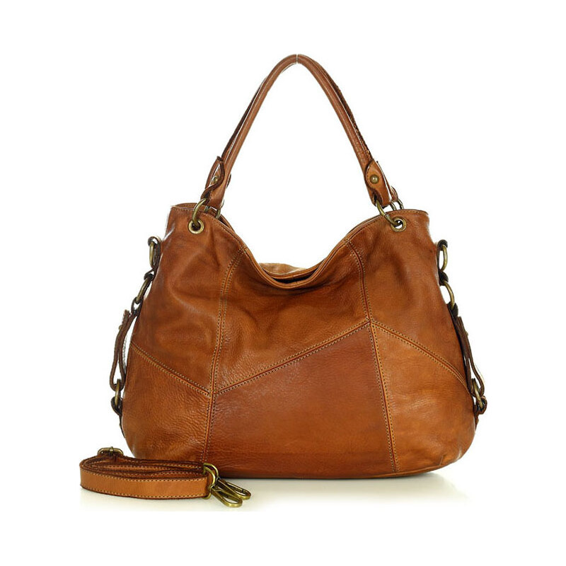 MARCO MAZZINI Karamelová ručně šitá shopper bag Hnědá 85878666