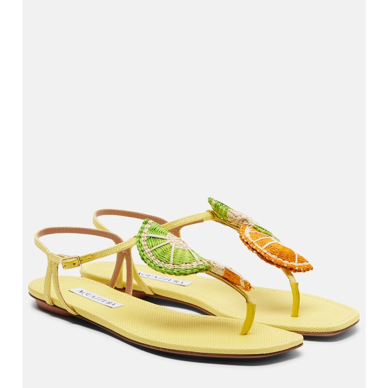 Aquazzura Citrus Sugar raffia slingback sandals