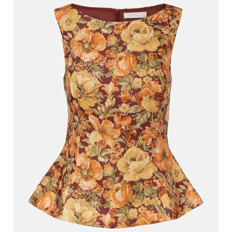 Faithfull Ana floral linen top