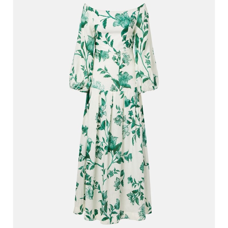 Agua by Agua Bendita Senlis printed off-shoulder linen maxi