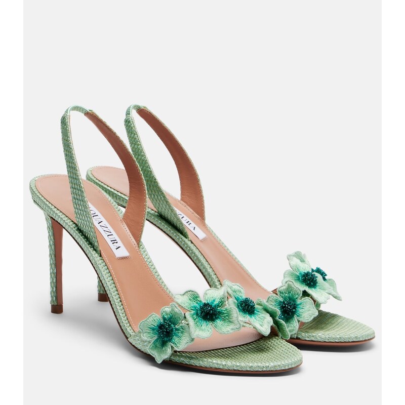 Aquazzura Passionflower beaded raffia slingback sandals