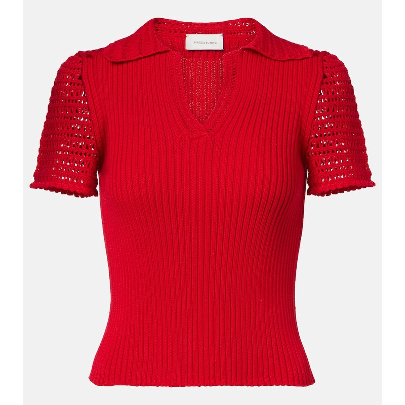 Magda Butrym Crochet-trimmed cotton polo shirt