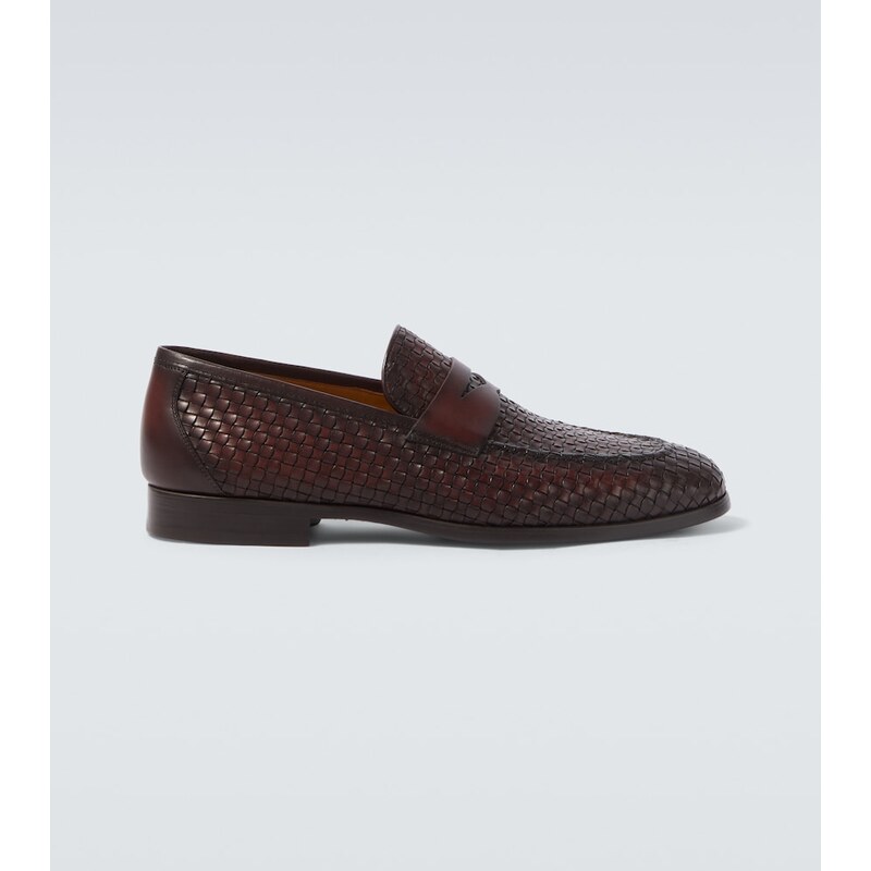 Magnanni Woven leather penny loafers