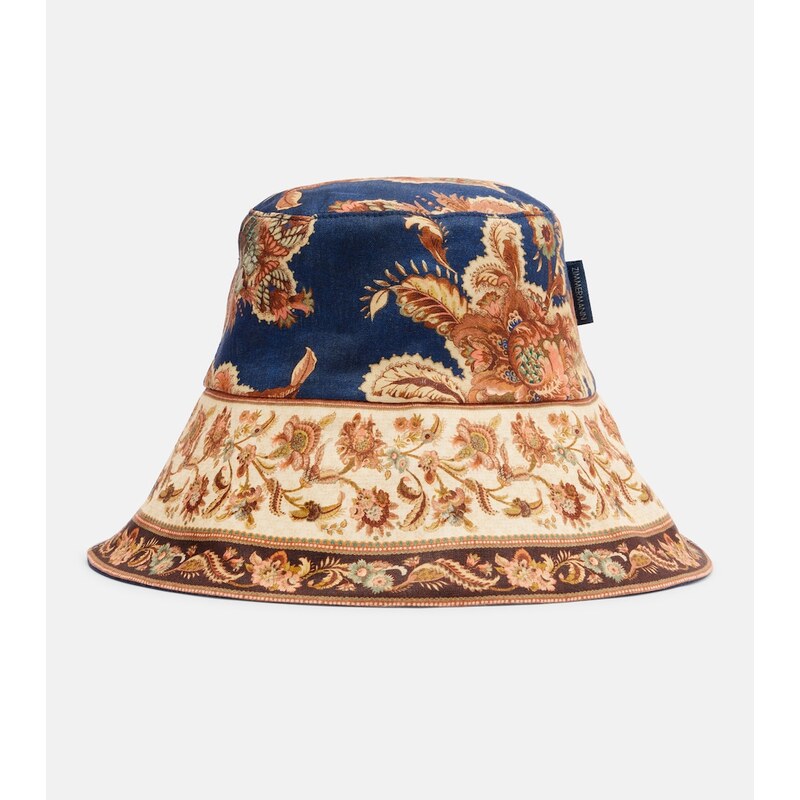 Zimmermann Reversible printed linen bucket hat