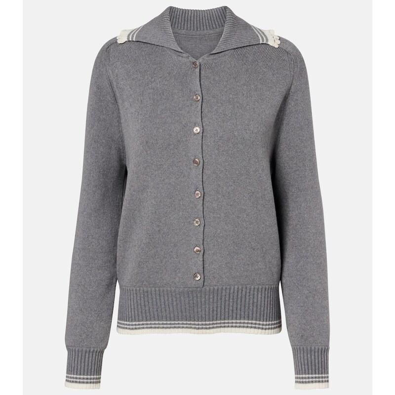 Magda Butrym Crochet-trimmed cotton and cashmere polo sweater