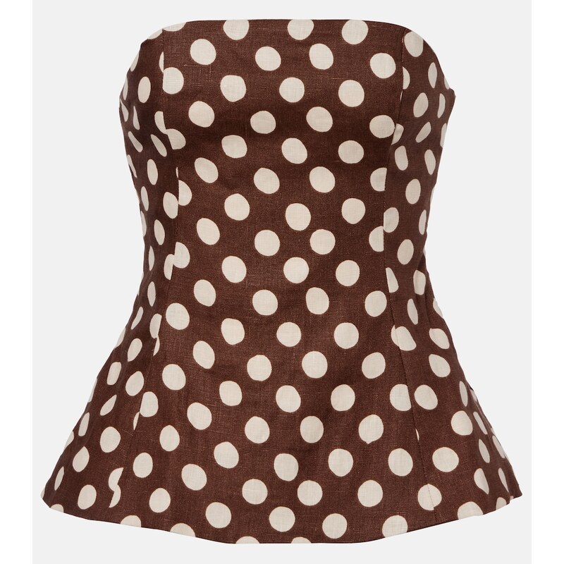 Faithfull Petro polka-dot strapless linen top