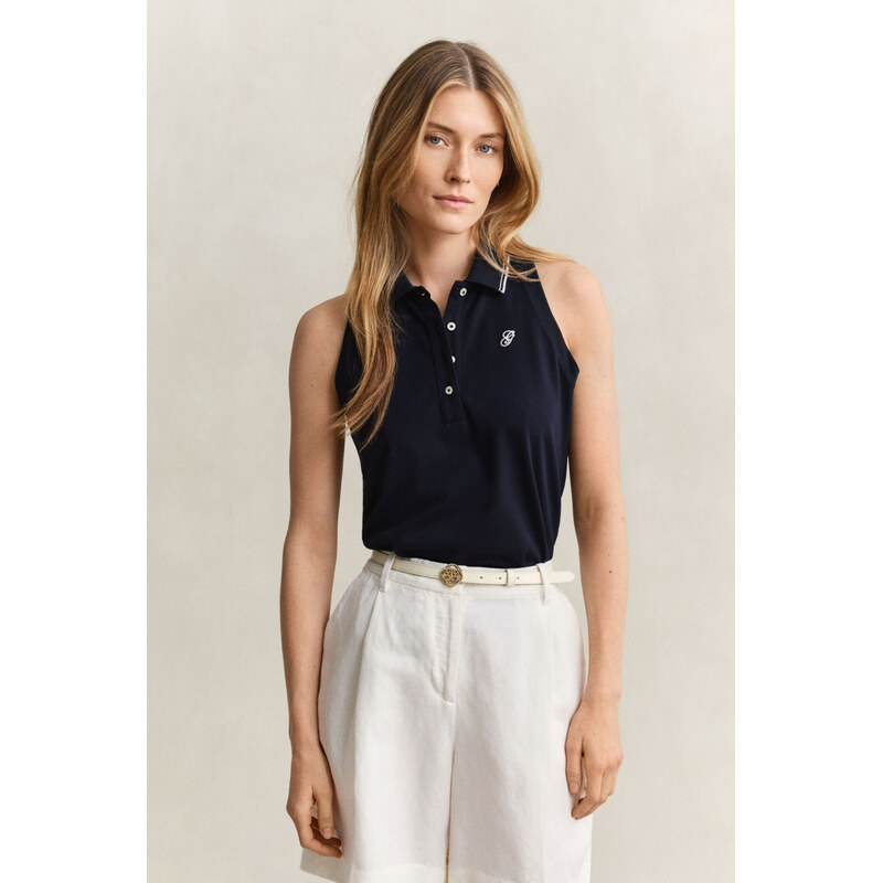POLOKOŠILE GANT REG SLEEVELESS PIQUE POLO EVENING BLUE 114455367