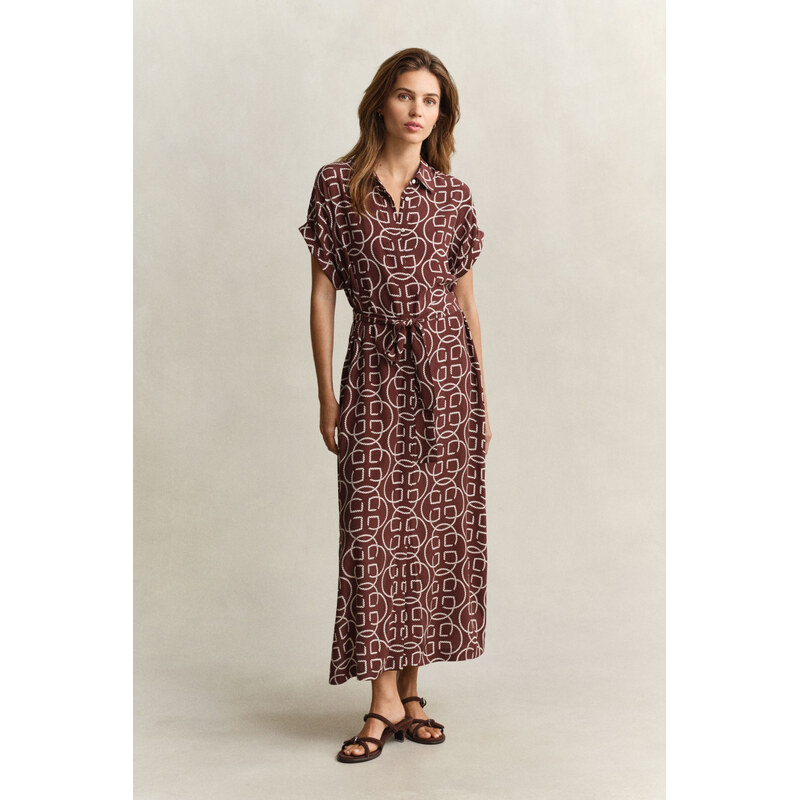 ŠATY GANT MONOGRAM PRINT CAP SLEEVE DRESS FRESH SOIL