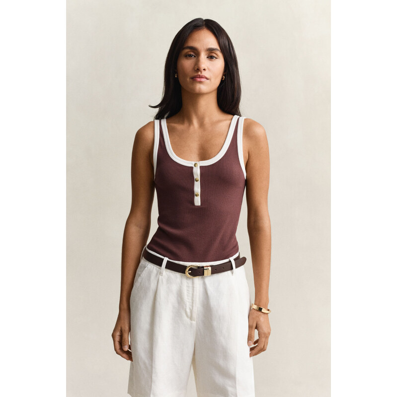 TOP GANT CONTRAST COLOR RIBBED TANK TOP FRESH SOIL 114854649