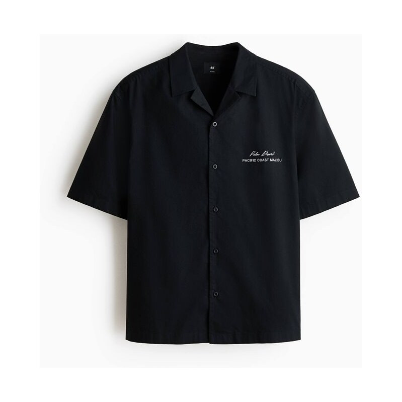 H&M - Košile resorts potiskem Relaxed Fit - Černá/Palm Desert