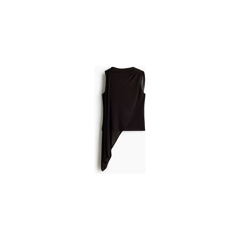 H&M - Řasený viskózový top - Tmavě Hnědá