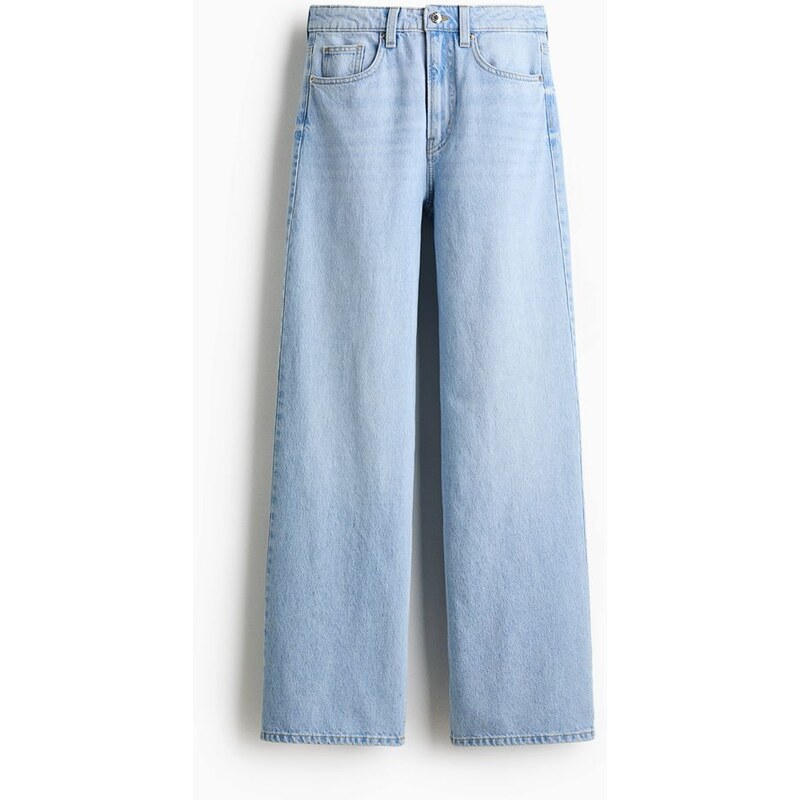 H&M - Wide High Waist Jeans - Světlý Denim Blue