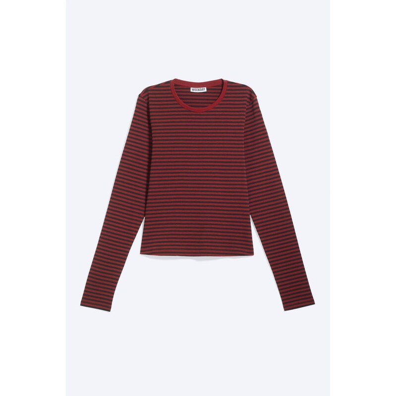 H&M - Přiléhavý bavlněný tops dlouhým rukávem - červená 114855408