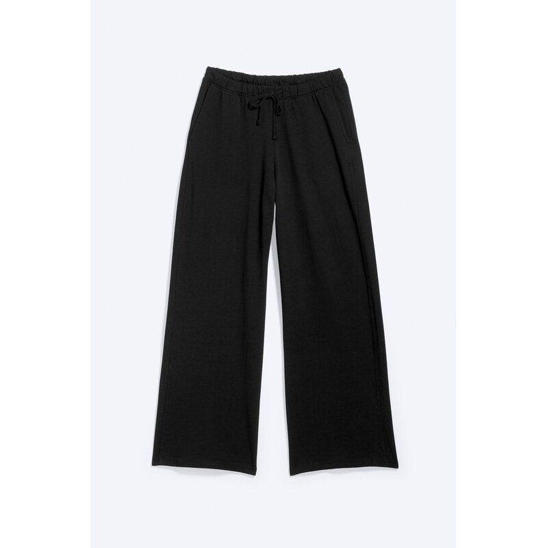 H&M - Široké Pyžamové Bavlněné Kalhoty - černá 114855404