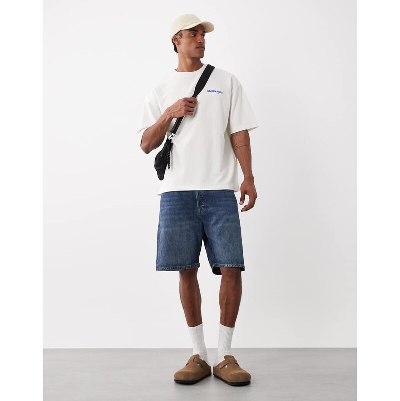 Jack & Jones Tony loose denim shorts in dark blue