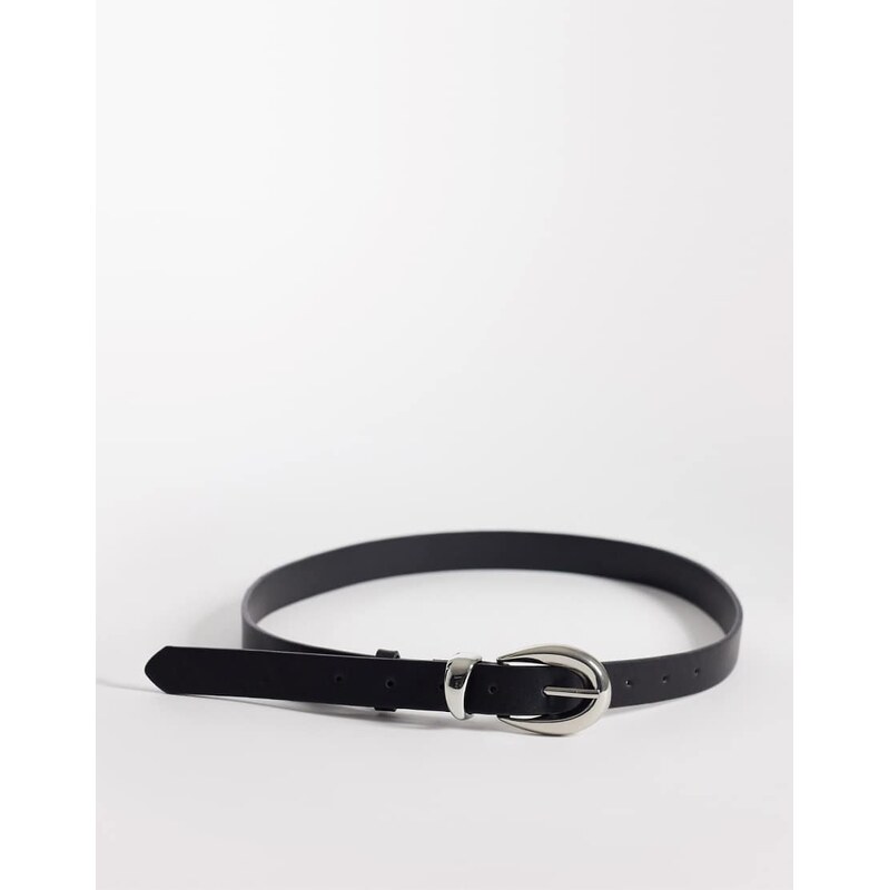 New Look silver buckle belt in black 114856222