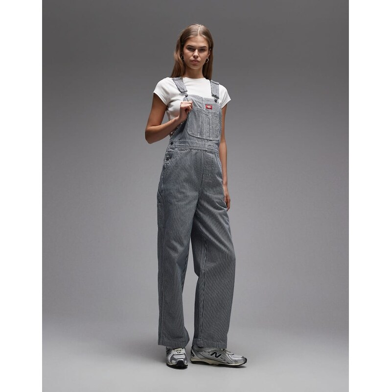 Dickies hickory striped dungarees in blue
