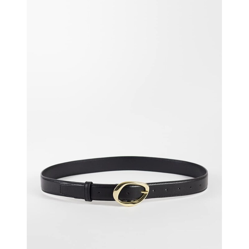 ASOS DESIGN waist and hip gold bubble angled buckle in black 114856404