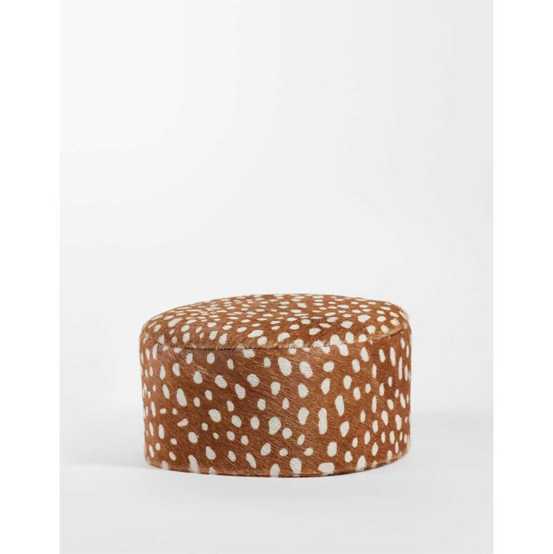ASOS DESIGN hair on leather pillbox hat in deer print-Neutral 114856414