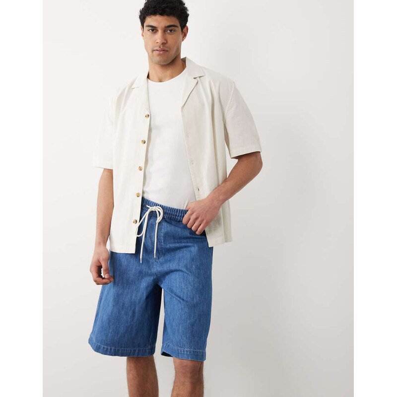 ASOS DESIGN lightweight loose denim jorts in light wash blue