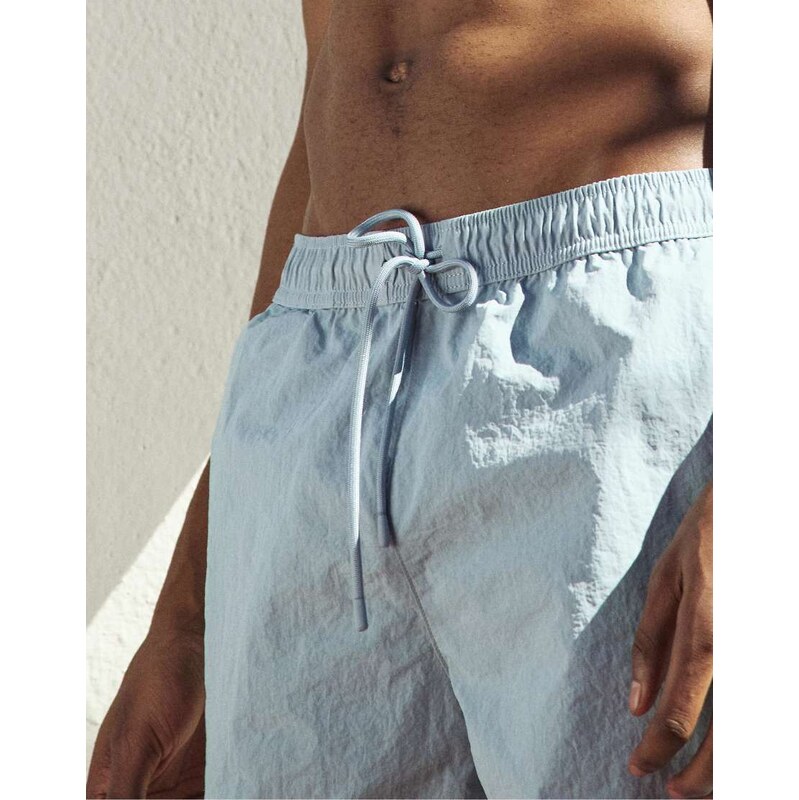 Pull&Bear Elastic waist swim shorts in navy